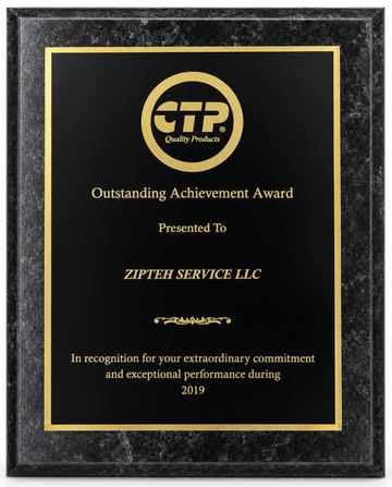 Награда CTP Quality Products «Outstanding Achievement Award» компании ZIPTEH SERVICE LLC за 2019 год