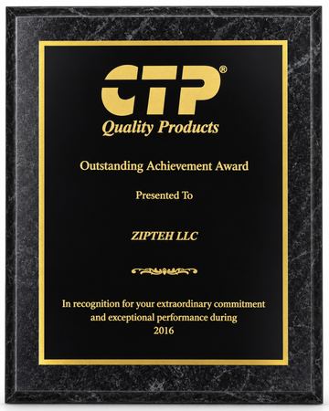 Награда CTP Quality Products «Outstanding Achievement Award» компании ZIPTEH LLC за 2016 год